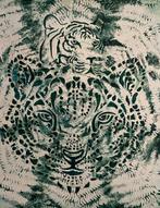 Leeuw met panter verstopt in de varens 50/50, Antiek en Kunst, Curiosa en Brocante, Ophalen of Verzenden