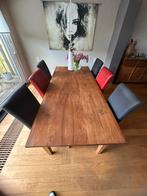 eetkamer tafel met 6 stoelen TEAK HOUT, Huis en Inrichting, Complete eetkamers, 4 tot 6 stoelen, Gebruikt, Ophalen