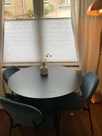 Zwarte houten tafel + stoelen (optioneel), Huis en Inrichting, Ophalen, Gebruikt, Rond, 50 tot 100 cm