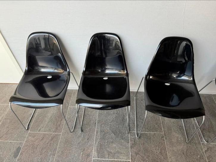 6 Pedrali stoelen, Huis en Inrichting, Stoelen, Gebruikt, Vijf, Zes of meer stoelen, Kunststof, Zwart, Ophalen