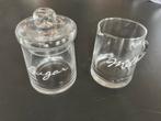 Glazen melk- en suikerset Riviera Maison, Huis en Inrichting, Keuken | Servies, Glas of Glazen, Gebruikt, Ophalen of Verzenden