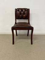 Engelse, Regency fauteuil in mahonie met bruin rundleer, Huis en Inrichting, Stoelen, Ophalen, Bruin, Hout, Eén