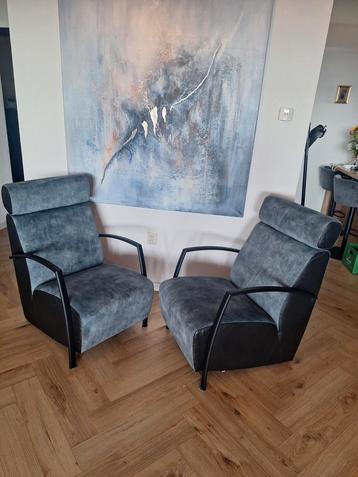 2 Zeegroene Fauteuils Suède/Leer - Z.G.A.N. beschikbaar voor biedingen