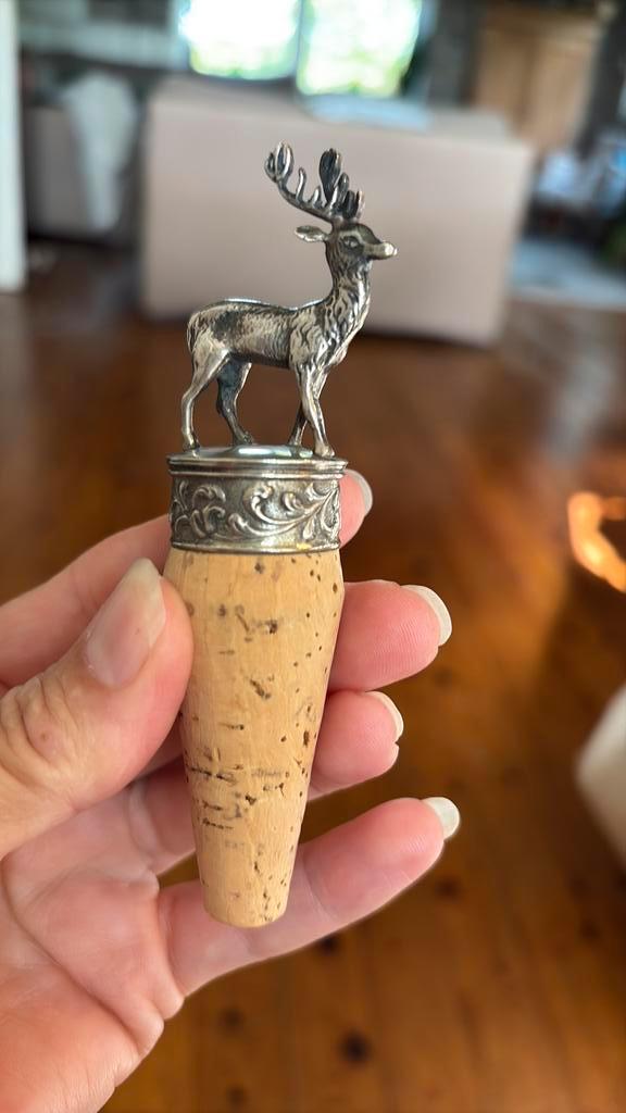 Prachtige zilveren sierkurk met edelhert hert jacht, Antiek en Kunst, Antiek | Goud en Zilver, Zilver, Verzenden