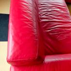 ** nog tot 1600** d-rode leder Hoekbank - Design Hoekbank, Huis en Inrichting, Banken | Bankstellen, Gebruikt, Design, Hoekbank