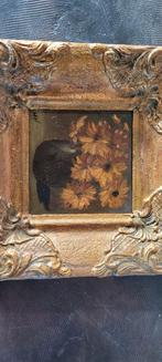 Oud schilderij olieverf bloemen., Verzenden