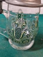 bierpul glas gedecoreed groen met tinnen deksel, Ophalen of Verzenden, 'T Olde Gre-j, Info@toldegrej.nl, Endepoelstraat 20f Didam