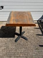 Mooie massief houten tafel met zwart onderstel voor buiten, Gebruikt, Rechthoekig, Hout, Ophalen
