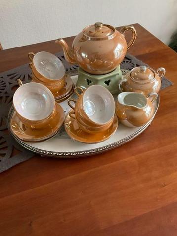 brocante theeservies, Chinees, goudkleurig ( vintage ) beschikbaar voor biedingen