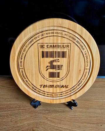 SC Cambuur plank rond 25cm bamboe (borrelplank of decoratie) beschikbaar voor biedingen