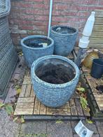 Bloempotten - 1 groot, 3 klein - Af te spuiten!, Gebruikt, Rond, Tuin, Minder dan 40 cm