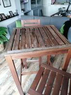 hoge tuintafel met stoelen, Tuin en Terras, Gebruikt, Hout, Ophalen, Vierkant