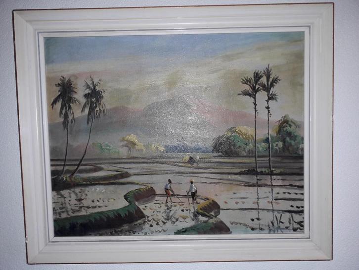 2 OUDE INDONESISCHE SCHILDERIJEN ( per stuk te koop ), Antiek en Kunst, Kunst | Niet-Westerse kunst, Ophalen of Verzenden