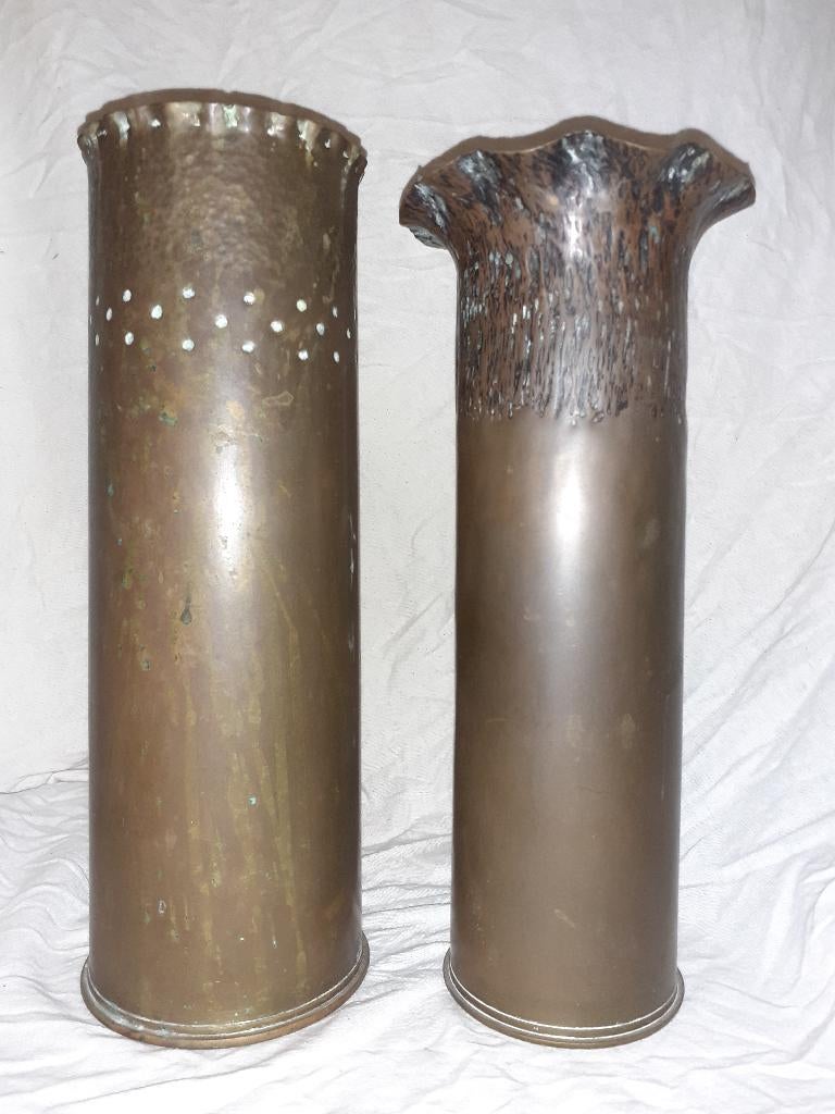 2 bewerkte hulzen WO2, onklaar, Verzamelen, Militaria | Tweede Wereldoorlog, Landmacht, Hulzen of Bodemvondsten, Amerika, Ophalen of Verzenden