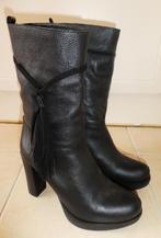 NIEUW Unisa laarzen maat 39 zwart echt leer franjes zijkant, Hoge laarzen, Verzenden, Zwart, Nieuw