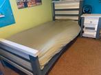Stoer bed met nachtkastje van steigerhout, Ophalen, Gebruikt, 90 cm, Eenpersoons
