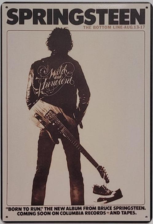 Bruce Springsteen zwart wit reclamebord van metaal wandbord, Verzamelen, Muziek, Artiesten en Beroemdheden, Nieuw, Foto of Kaart