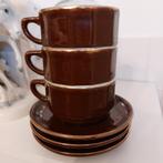 3x bruine  L  Apilco Flora kop en schotels, Verzamelen, Porselein, Kristal en Bestek, Ophalen of Verzenden, Gebruikt, Porselein