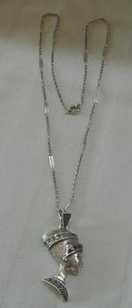 Zilveren ketting met Nefertiti hanger nr.658, Sieraden, Tassen en Uiterlijk, Met hanger, Gebruikt, Verzenden, Zilver