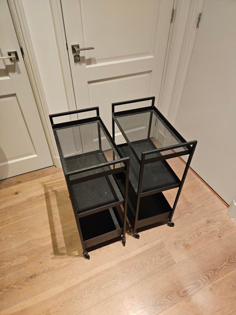 Ikea Nissafors roltafel - Zwart metalen serveerwagen, Ophalen, Zwart, Zo goed als nieuw, Metaal