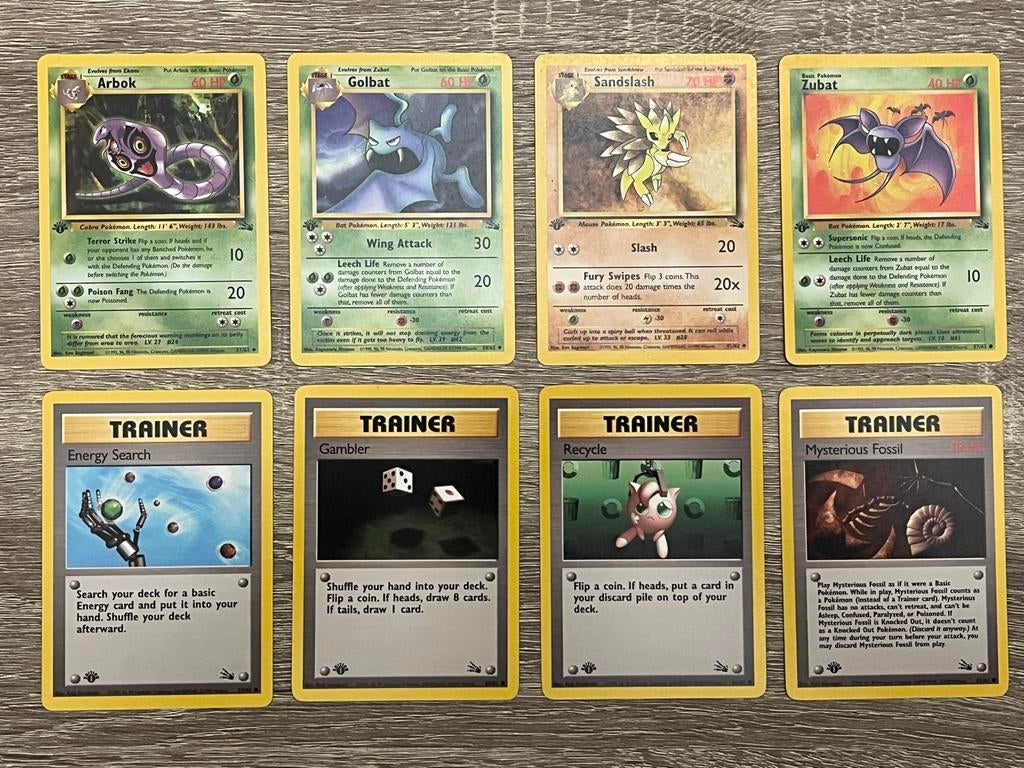 Pokémon Kaarten Set - Arbok, Golbat, Sandshrew, Zubat & Trai, Ophalen, Gebruikt, Meerdere kaarten