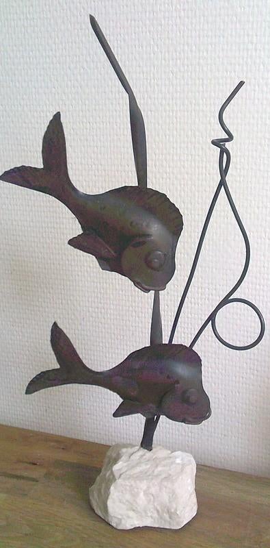 Retro jaren 60 70 metalen sculpturen vissen, Antiek en Kunst, Ophalen of Verzenden