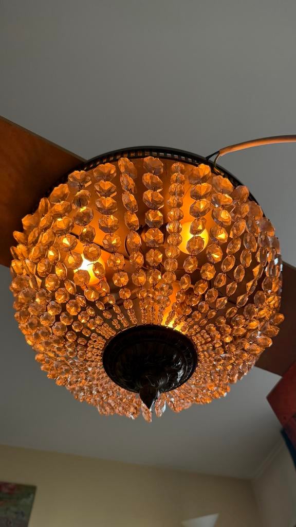 Mooie plafondlamp met kristallen, Ø40cm H25cm, Ophalen