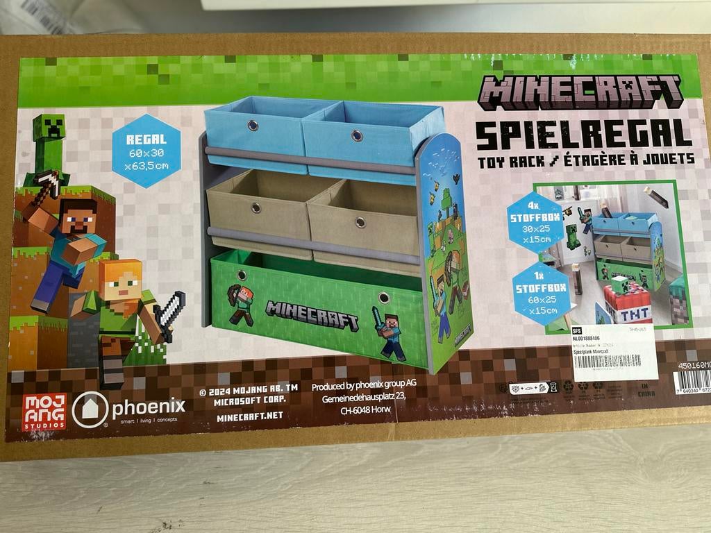 Minecraft Opbergkast met Mandjes - Speelgoedrek, Ophalen of Verzenden, Nieuw, Jongen of Meisje