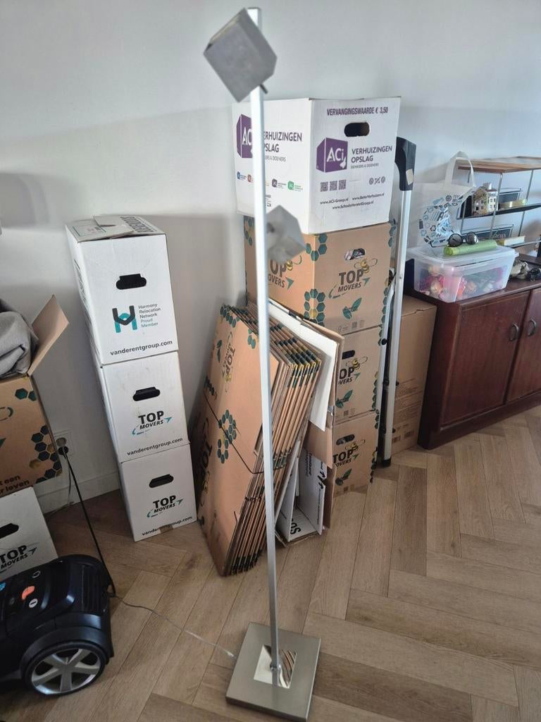 Jan de Bouvrie vloerlamp - dimbaar met aantikken, Huis en Inrichting, Lampen | Vloerlampen, Ophalen, Gebruikt, Metaal, 150 tot 200 cm