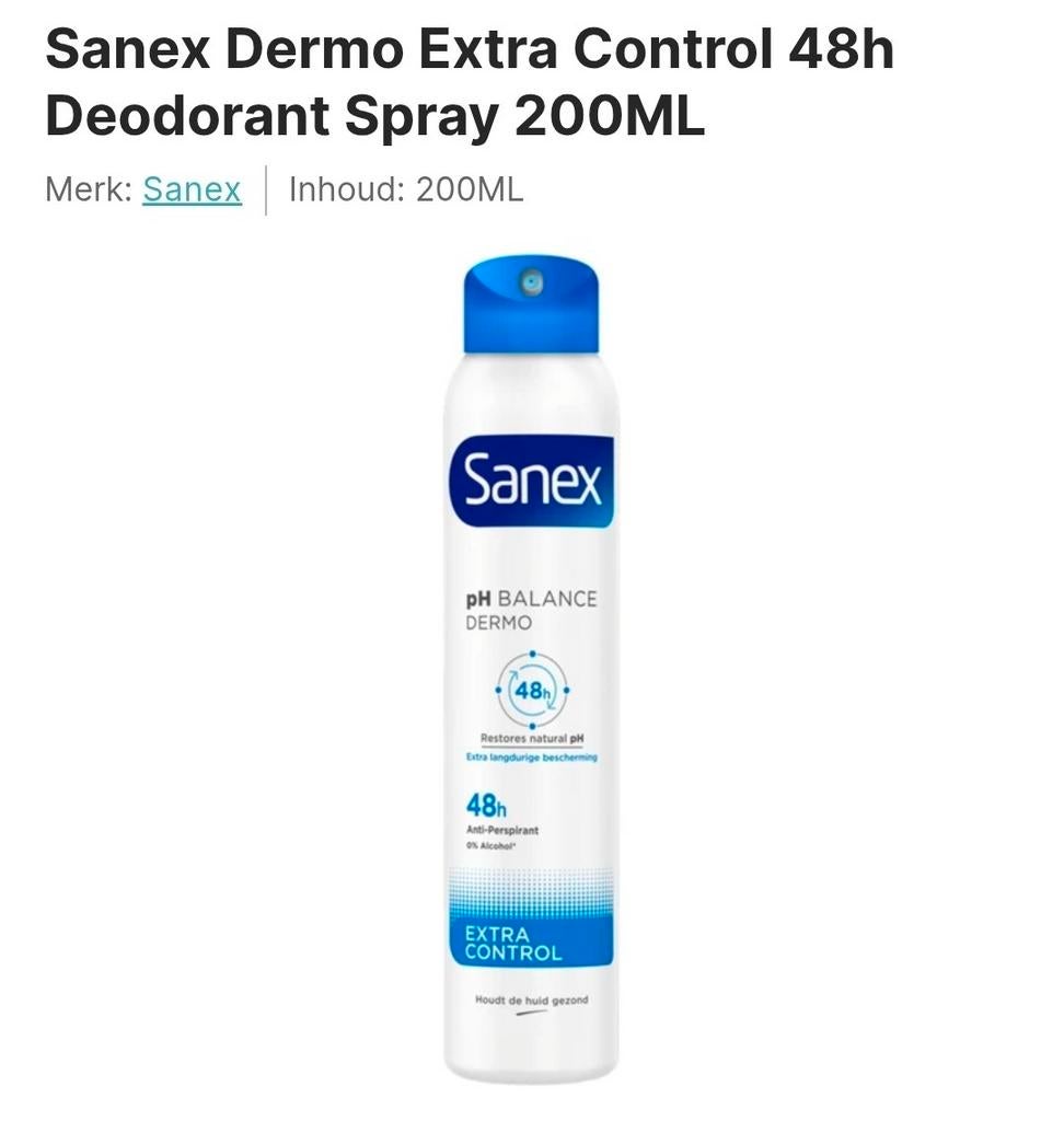 Sanex Dermo Extra Control Deodorant Spray 200ml, Ophalen, Nieuw, Deodorant of Bodyspray