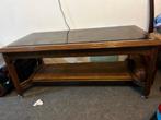 Vintage Salontafel met Glasplaat en Rotan Onderblad, Huis en Inrichting, Tafels | Salontafels, Ophalen, Gebruikt, 100 tot 150 cm