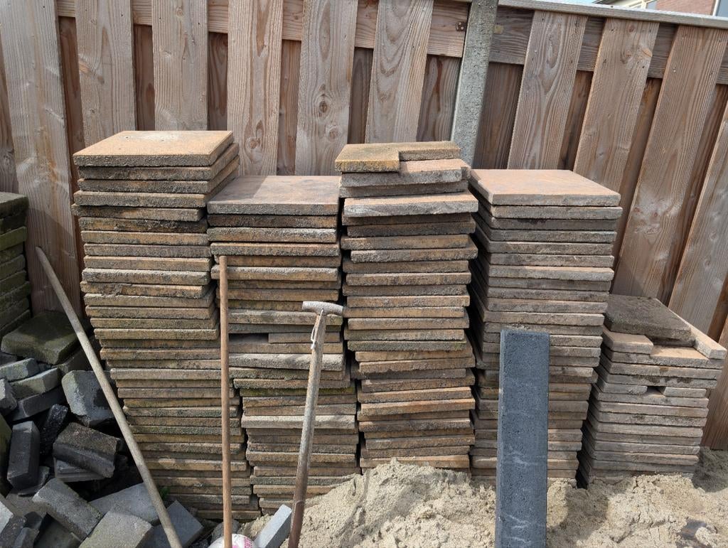 Tuintegels - Gebruikt, Tuin en Terras, Ophalen, Gebruikt, 10 m² of meer, Beton