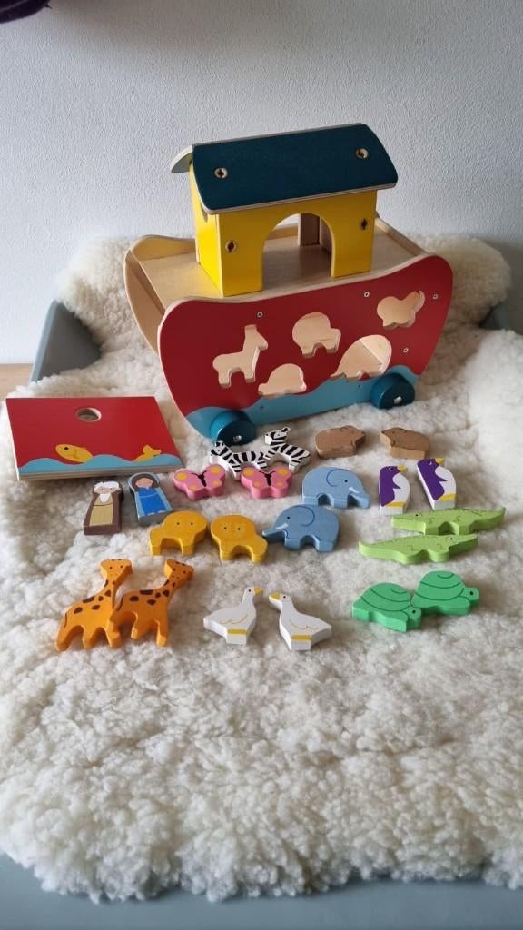 Houten speelgoed Ark van Noach met dieren, Kinderen en Baby's, Speelgoed | Houten speelgoed, Ophalen of Verzenden, Nieuw, Duw- of Trekspeelgoed