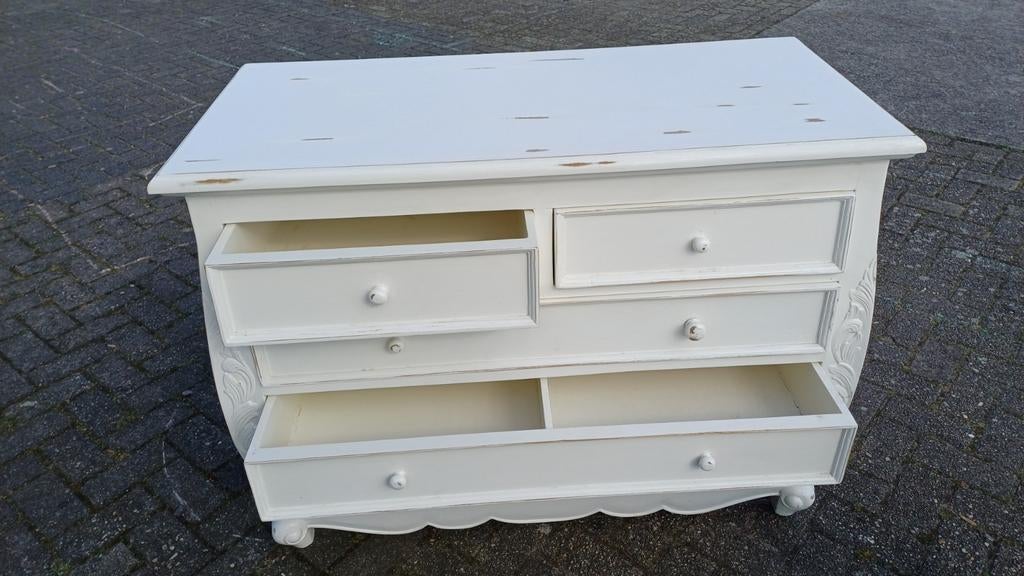 Vintage wit ladeblok / commode - goede staat, Gebruikt, 5 laden of meer, Vintage, Minder dan 100 cm