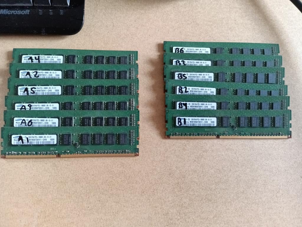 12x2GB Samsung 2GB DDR3 RAM PC3-10600S Server geheugen, Computers en Software, RAM geheugen, Gebruikt, DDR3, Ophalen of Verzenden