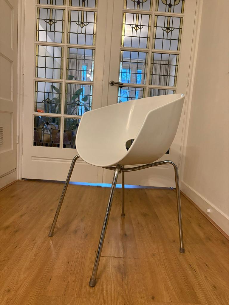 6x Italiaanse eetkamerstoelen, Ophalen, Kunststof, Wit, Zo goed als nieuw