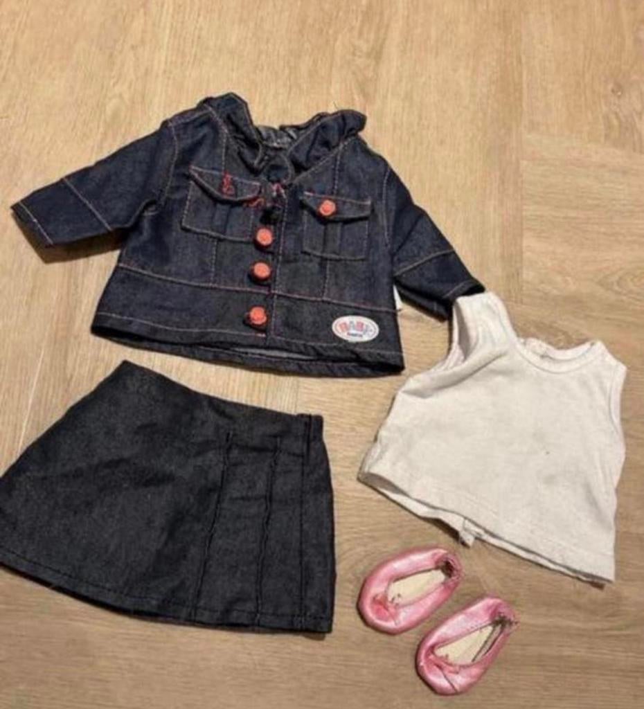 Baby Born spijkerjasje rokje,topje,schoentjes voor 43cm pop, Kinderen en Baby's, Speelgoed | Poppen, Ophalen of Verzenden, Gebruikt