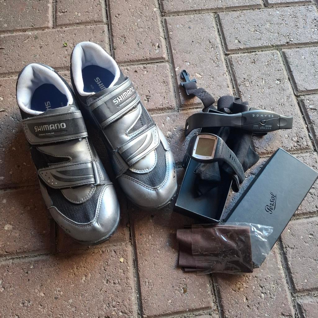 Shimano fietsschoenen en hartslagmeter set maat 42, Sport en Fitness, Hartslagmeters, Ophalen of Verzenden, Gebruikt, Overige merken