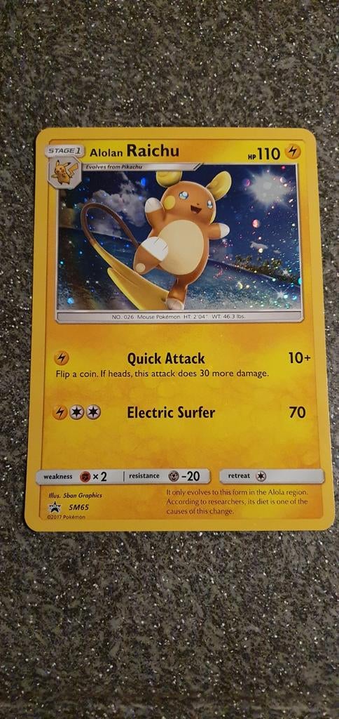 Alolan Raichu promo Sm 65 Holo Jumbo kaart past in fotolijst, Hobby en Vrije tijd, Verzamelkaartspellen | Pokémon, Ophalen of Verzenden