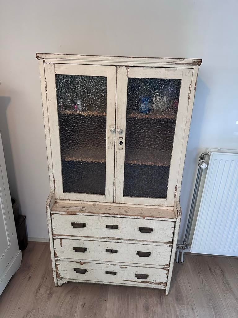 Authentieke Brocante Buffetkast / Winkelkast - Doorleefd, Ophalen, Gebruikt, 50 tot 100 cm, Met lade(s)