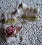 2 Oude brocante gipsen schaapjes, Antiek en Kunst, Ophalen of Verzenden