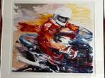 Zeefdruk Motorrijder in actie, Ophalen of Verzenden