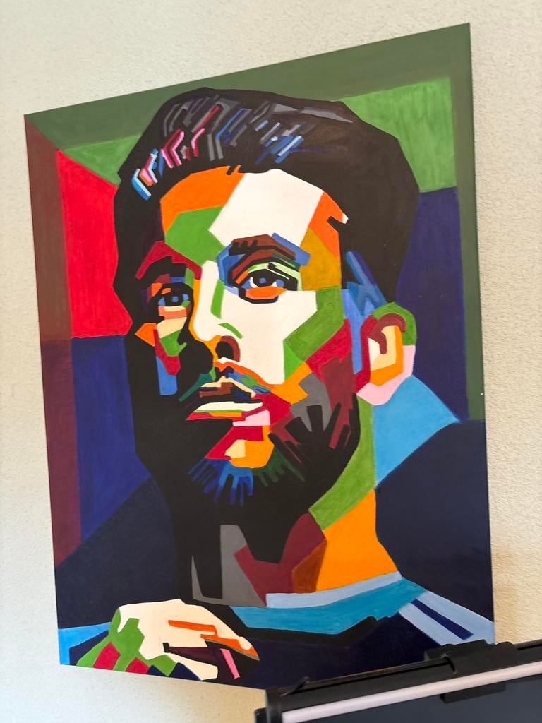 Modern schilderij portret kleurijk “Sergio Ramos”, Ophalen of Verzenden
