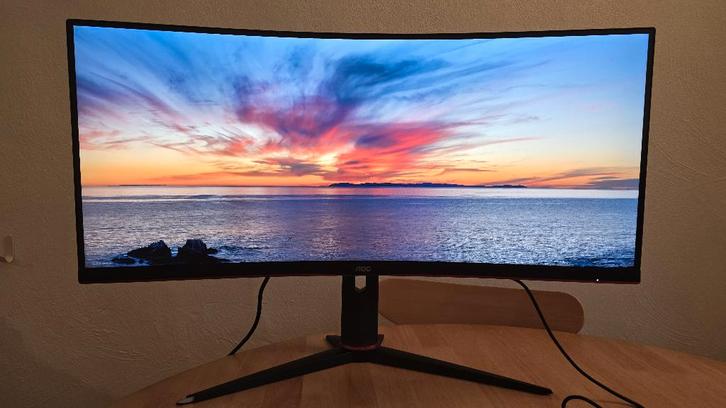 AOC CU34G2/BK curved gaming monitor - nette staat, Computers en Software, Monitoren, Gebruikt, 61 t/m 100 Hz, DisplayPort, HDMI