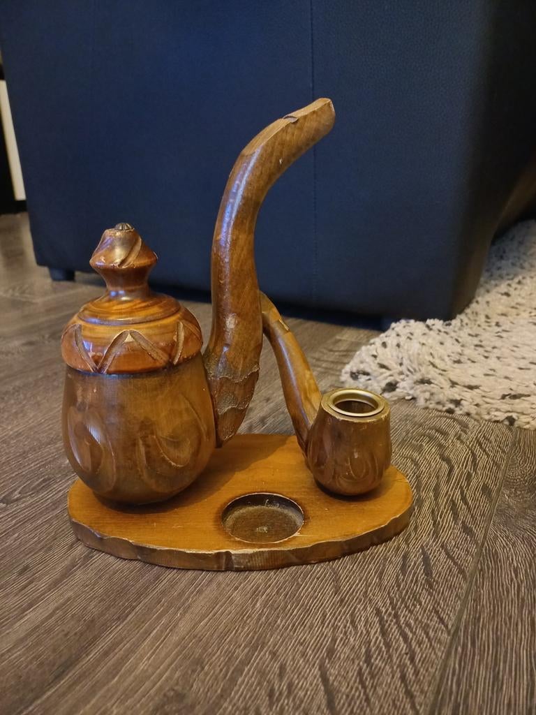 Houten pijpenstandaard met pot, Antiek en Kunst, Ophalen of Verzenden