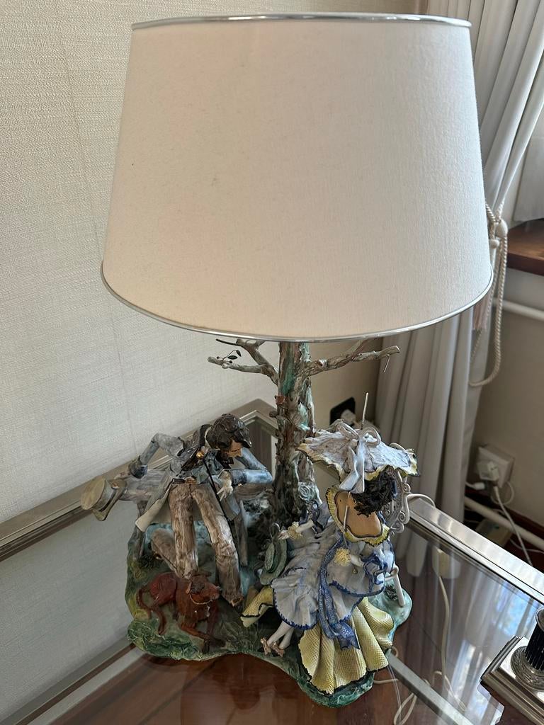 Unieke handgeschilderde tafellamp met romantische scène, Ophalen