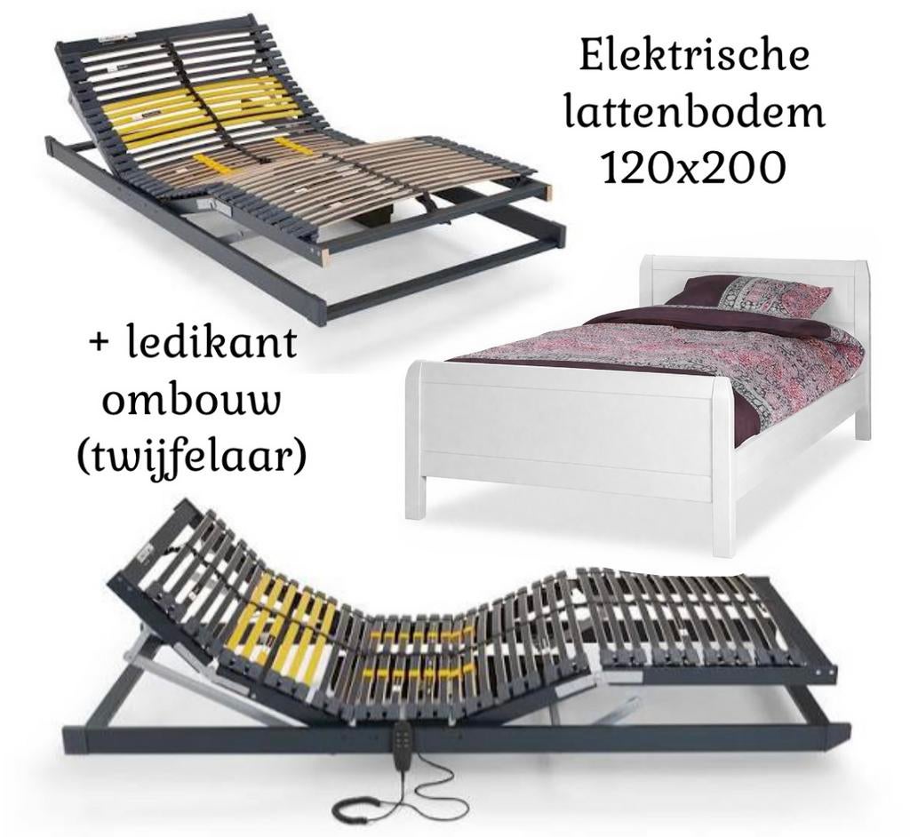 Bed elektrische lattenbodem 120x200 +ombouw, Huis en Inrichting, Slaapkamer | Bedden, Zo goed als nieuw, Twijfelaar, 120 cm, 200 cm