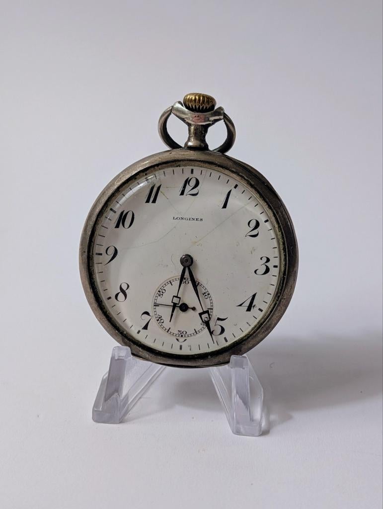 Longines Zilveren Zakhorloge (ca. 1923) – 7 Grands Prix, Antiek en Kunst, Antiek | Goud en Zilver, Ophalen of Verzenden