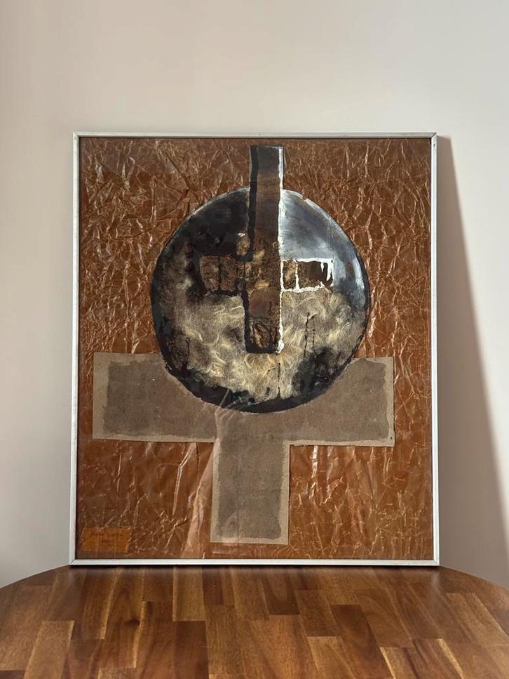 Vintage brutalist kunstwerk, Antiek en Kunst, Kunst | Schilderijen | Abstract, Ophalen of Verzenden