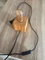 Uniek houten lampje met Edison gloeilamp, Ophalen of Verzenden, Zo goed als nieuw, Hout, Minder dan 50 cm